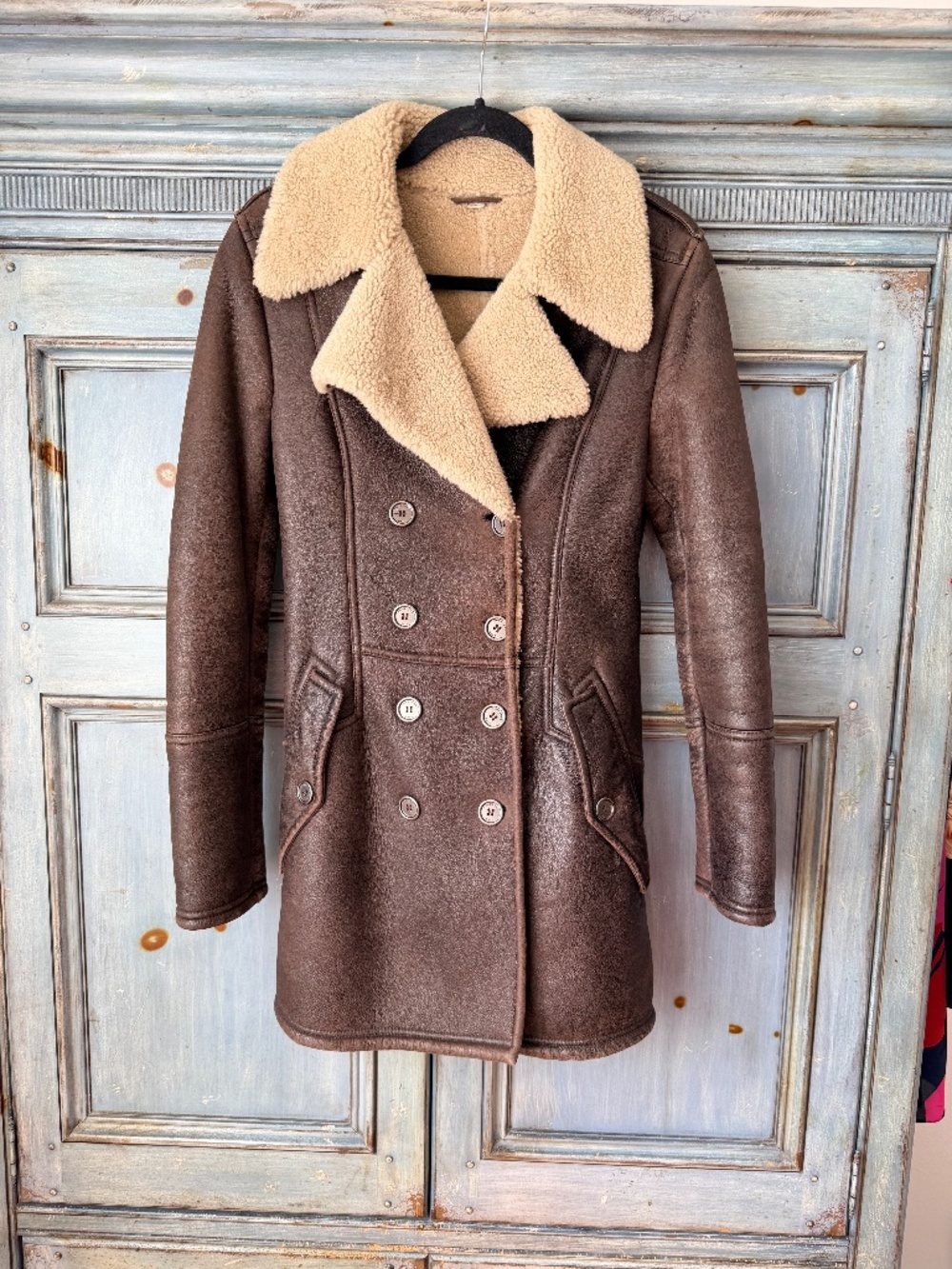 Burberry Brit Shearling Long Jacket Size 6